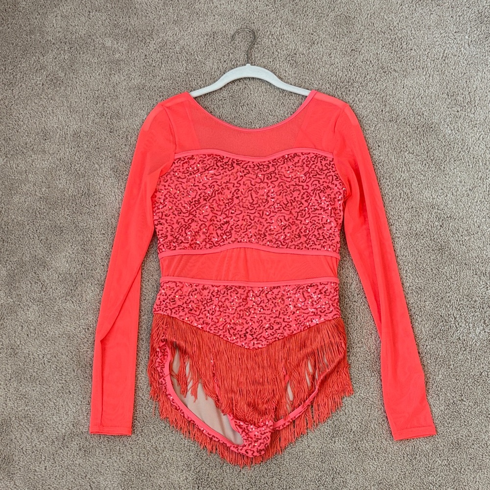 Coral Jazz Costume With Sequins and Fringe